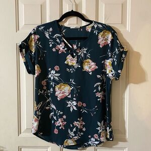 3/$18 Maurices Chiffon Floral Blouse Short Sleeve Size Small